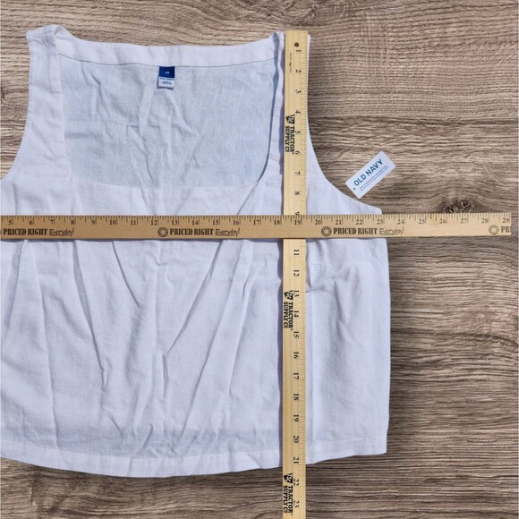 Lagenlook Old Navy Linen Crop Tank Top 2X White Capsule Wardrobe Cottage READ - Picture 3 of 11